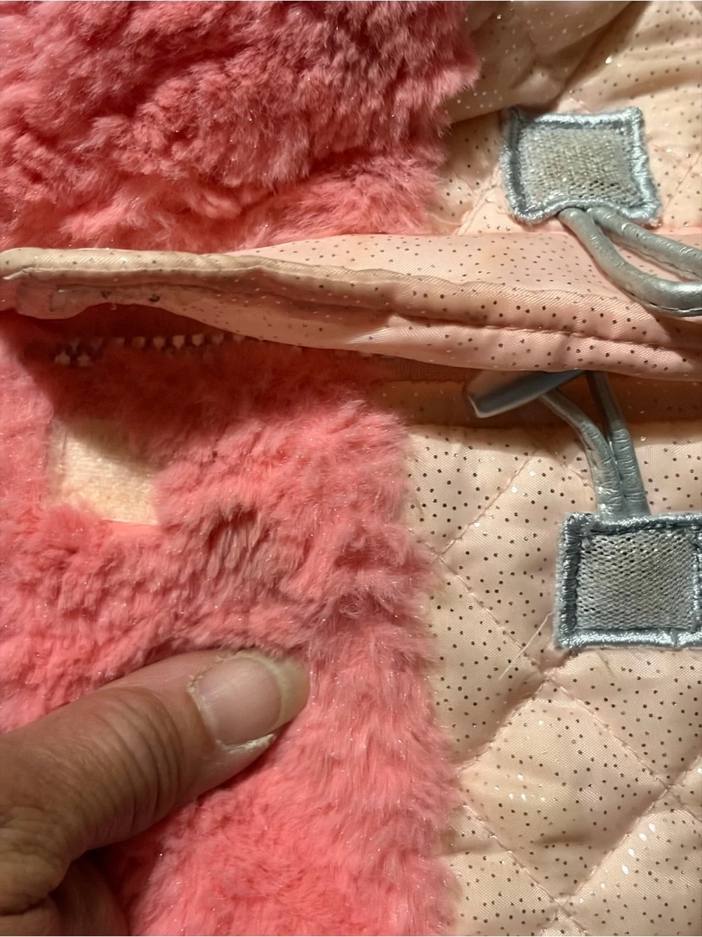 Girls' 2T Pink Quilted Hooded Vest with Faux Fur Trim by Little Lass